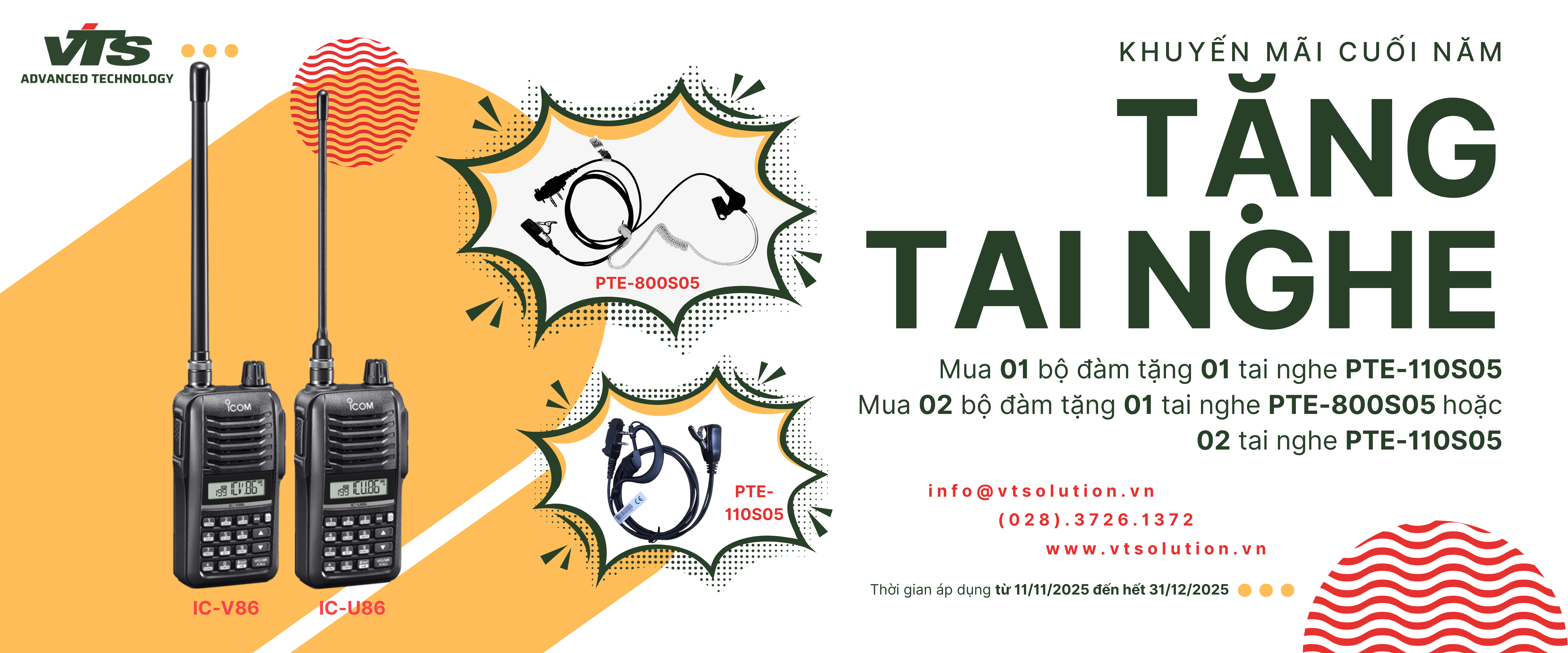 Mua Bộ Đàm IC-V86/U86 Tặng Tai Nghe Micro Chuyên Dụng